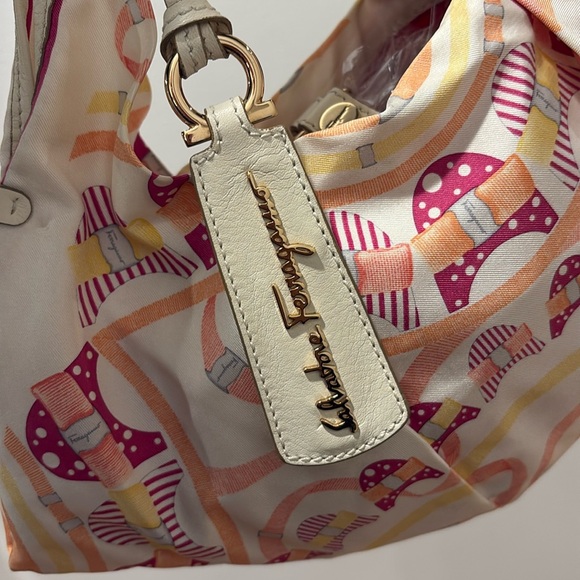 Salvatore Ferragamo Pink and White Satin Shoulder Bag - Picture 8 of 17